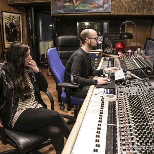 "Today, Say No To Child Labour" Maria Olivero with the Piccoli Cantori di Milano Choir directed by Laura Marcora, recording at Officine Meccaniche Studio - photo by Alessandra di Consoli.